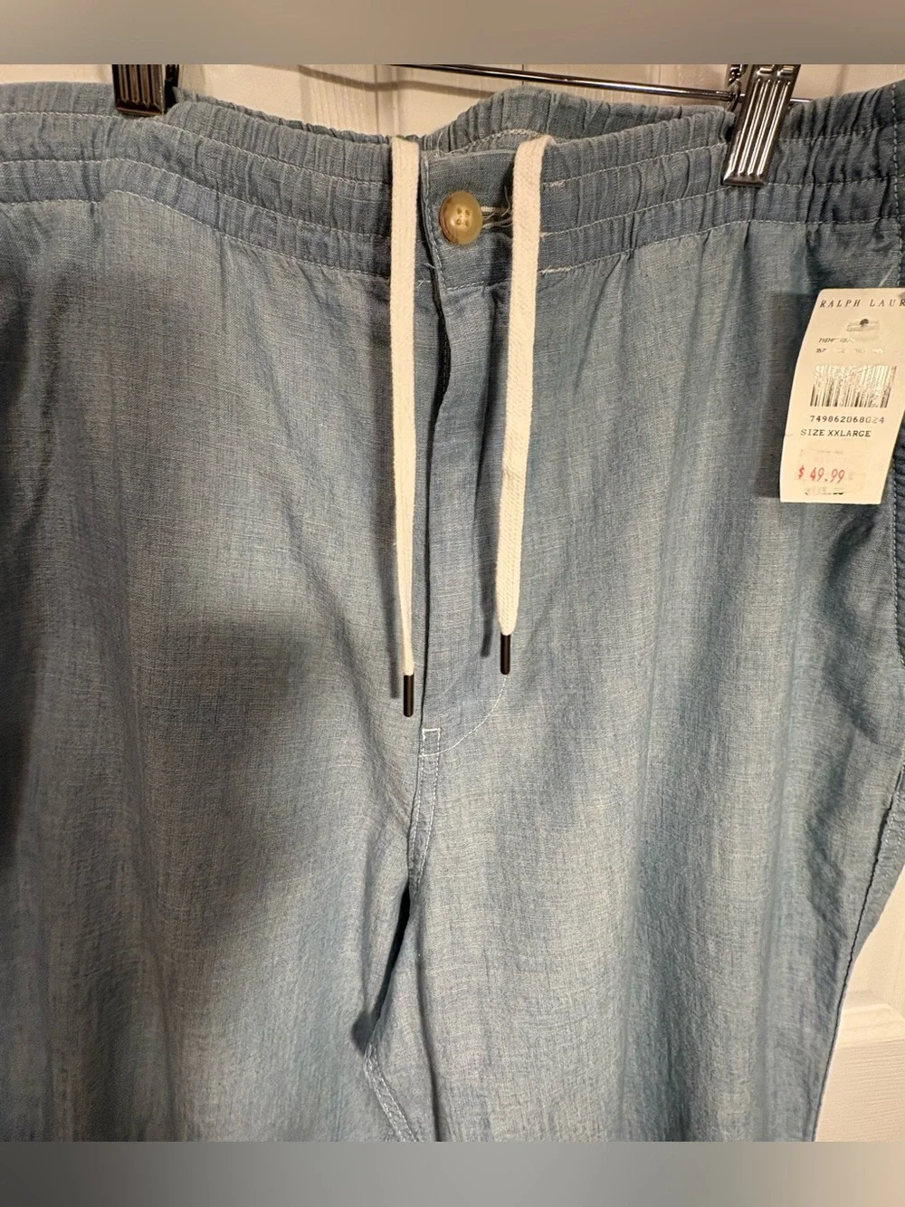 NWT Polo Ralph Lauren Men’s Chambray Cotton Pants Beach Vacation XXL